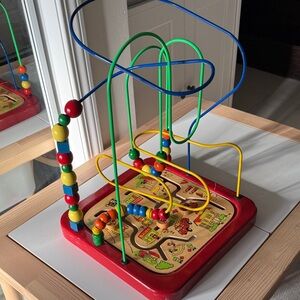 Vintage 2001 Educo Intl Bead Large Maze Wooden Activity Toy